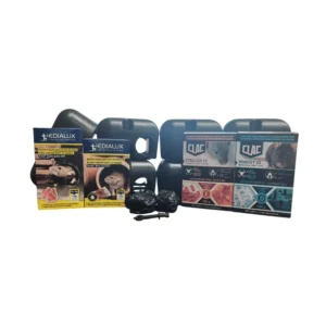 Kit anti-rats pour les fortes infestations avec postes d'appâtage, produits raticides, clé et gants.