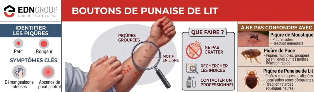 Reconnaitre boutons de punaises de lit