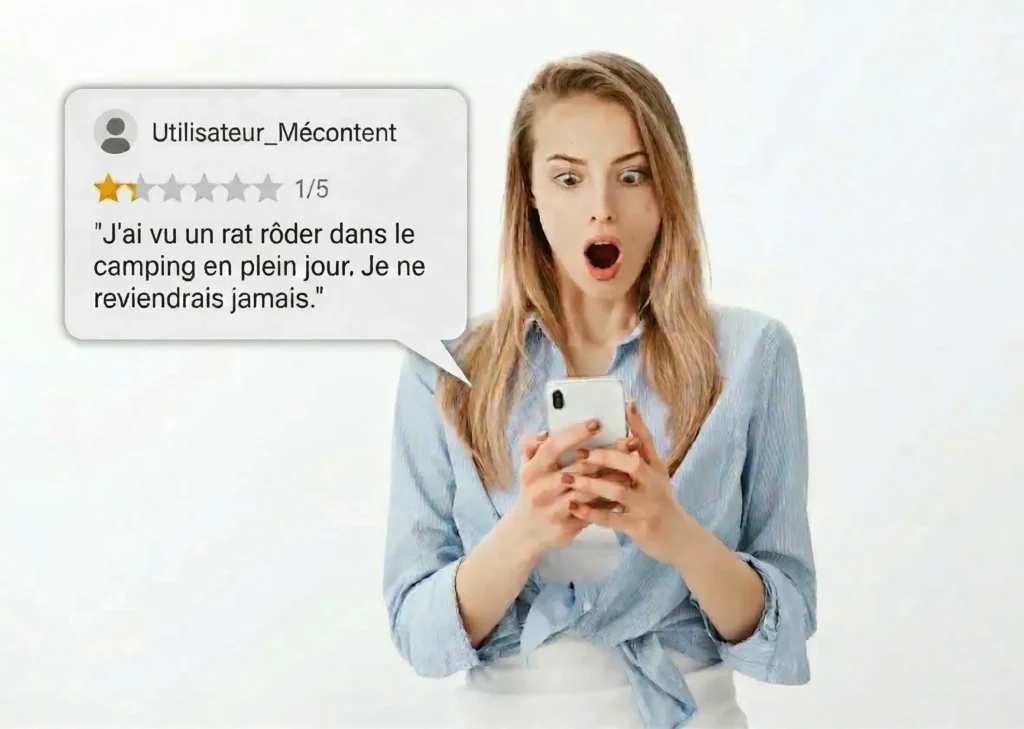 Femme choquée avis négatif e-réputation